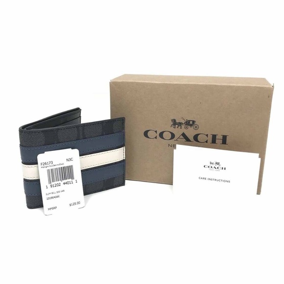 Coach Men’s Slim Billfold Varsity Canvas Wallet - Picture 2 of 5